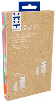 Кабель Mixberry Lightning - USB 2 кабеля 1.2/0.15м (Цвет: Серый) - фото 15737