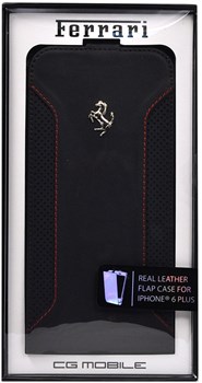 Чехол-флип Ferrari для iPhone 6/6s plus F12 Flip Black (Цвет: Чёрный) - фото 16441