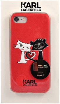 Чехол-накладка Lagerfeld iPhone 7/8 Choupette in love  Hard PU, цвет «красный» (KLHCP7CL1RE) - фото 18040