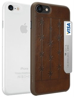 Набор из двух чехлов-накладок Ozaki Jelly и Ozaki Pocket для iPhone 7/8  «Цвет: Jelly прозрачный/Pocket коричневый» (OC722BC) - фото 18437
