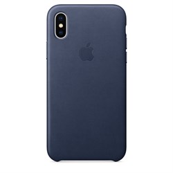 Оригинальный кожаный чехол-накладка Apple для iPhone X, цвет темно-синий  (MQTC2ZM/A) - фото 22943