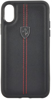 Чехол-Накладка Ferrari iPhone X/XS Heritage W Hard Leather, "Black" (FEHDEHCPXBK) - фото 24958