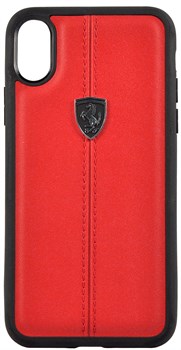 Чехол-Накладка Ferrari iPhone X/XS Heritage W Hard Leather, "Red" (FEHDEHCPXBK) - фото 24964