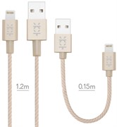 Кабель Mixberry Lightning - USB 2 кабеля 1.2/0.15м (Цвет: Золотой)