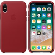 Оригинальный кожаный чехол-накладка Apple для iPhone X, цвет красный  (MQTE2ZM/A)