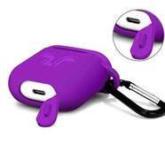 Чехол для AirPods силиконовый с карабином, Фиолетовый