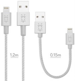 Кабель Mixberry Lightning - USB 2 кабеля 1.2/0.15м (Цвет: Серый) - фото 15736