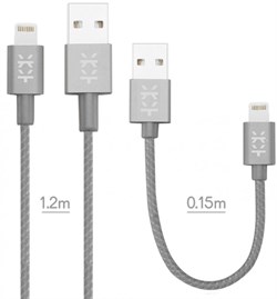 Кабель Mixberry Lightning - USB 2 кабеля 1.2/0.15м (Цвет: Тёмно-серый) - фото 15743