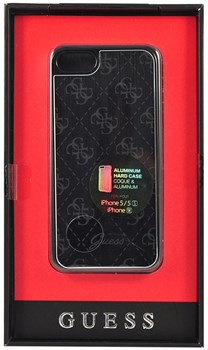 Чехол-накладка Guess Aluminium Plate для iPhone 5/5s/SE Hard Black (Цвет: Чёрный) (GUHCPSEMEBK) - фото 16966