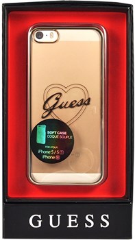 Чехол-накладка Guess для iPhone SE/5S SIGNATURE HEART Hard TPU Gold (Цвет: Золотой) - фото 16990