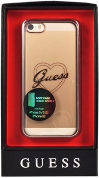 Чехол-накладка Guess для iPhone SE/5S SIGNATURE HEART Hard TPU Rose gold (Цвет: Розовое золото) - фото 16996