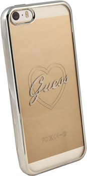 Чехол Guess для iPhone SE/5S SIGNATURE HEART Hard TPU Silver (Цвет: Серый) - фото 17000