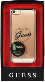 Чехол Guess для iPhone SE/5S SIGNATURE HEART Hard TPU Silver (Цвет: Серый) - фото 17002