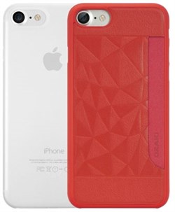Набор из двух чехлов-накладок Ozaki Jelly и Ozaki Pocket для iPhone 7/8  «Цвет: Jelly прозрачный/Pocket красный» (OC722RC) - фото 18444