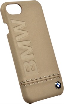 Чехол-накладка BMW для iPhone 7 Signature Logo imprint Hard Leather Taupe, цвет «Бежевый» (BMHCP7LLST) - фото 18577