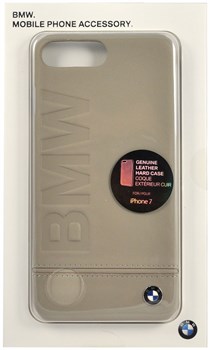 Чехол-накладка BMW для iPhone 7 Signature Logo imprint Hard Leather Taupe, цвет «Бежевый» (BMHCP7LLST) - фото 18579