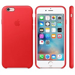 Оригинальный кожаный чехол-накладка Apple для iPhone 6/6s цвет «красный» (MKXX2ZM/A) - фото 19711
