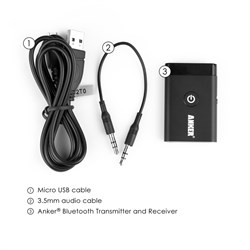 Универсальный беспроводной ресивер-трасмиттер Anker Bluetooth Reciever+Transmitter (Цвет: Чёрный) - фото 20551