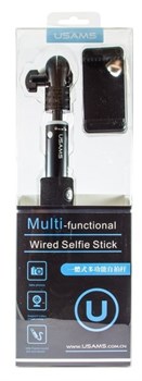 Монопод для селфи USAMS USAMS Wired Selfie Stick с кабелем AUX 3.5mm и встроенной кнопкой, цвет "золотой" - фото 21053