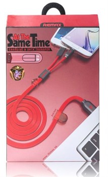 Кабель Remax Lightning-USB-microUSB Twins 100cм, цвет "красный" (RC-025t) - фото 22226