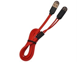 Кабель Remax Lightning-USB-microUSB Twins 100cм, цвет "красный" (RC-025t) - фото 22228