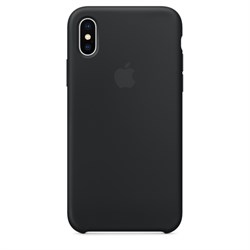 Оригинальный силиконовый чехол-накладка Apple для iPhone X, цвет черный  (MQT12ZM/A) - фото 22895