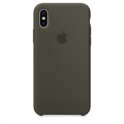Оригинальный силиконовый чехол-накладка Apple для iPhone X, цвет тёмно-оливковый  (MR522ZM/A) - фото 22986