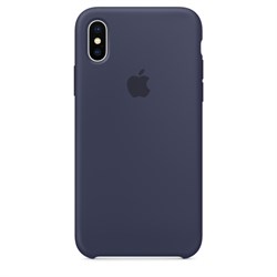 Оригинальный силиконовый чехол-накладка Apple для iPhone X, цвет тёмно-синий  (MQT32ZM/A) - фото 22992