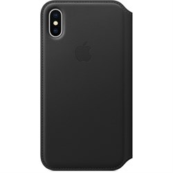 Оригинальный кожаный чехол-книжка Apple для iPhone X, цвет черный  (MQRV2ZM/A) - фото 22998