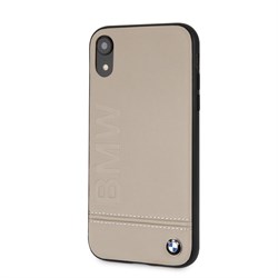Чехол-Накладка BMW iPhone XR Signature Logo imprint Hard Leather, "Taupe" (BMHCI61LLST) - фото 24816