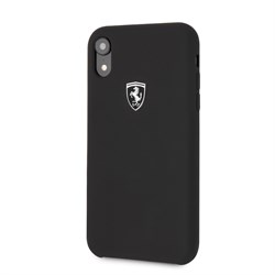 Чехол-Накладка Ferrari для iPhone XR Silicone rubber Silver logo Hard, "Black" (FEOSIHCI61BK) - фото 24872