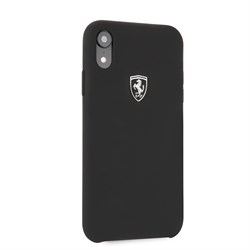 Чехол-Накладка Ferrari для iPhone XR Silicone rubber Silver logo Hard, "Black" (FEOSIHCI61BK) - фото 24876