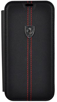 Чехол-Книжка Ferrari iPhone X/XS Heritage W Booktype Leather, "Black" (FEHDEFLBKPXBK) - фото 24949
