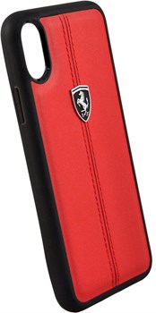 Чехол-Накладка Ferrari iPhone X/XS Heritage W Hard Leather, "Red" (FEHDEHCPXBK) - фото 24965