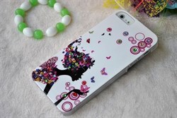 Пластиковый чехол со стразами Flowers Girl Bubles для iPhone 5