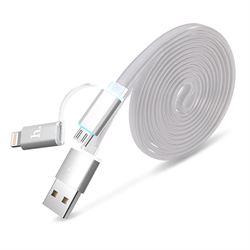Кабель для iPhone/ iPad HOCO Lightning-USB + MicroUSB Data Jelly Metal 120cм - фото 7279