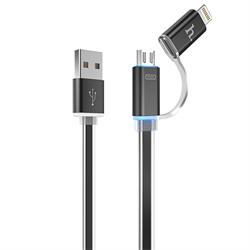 Кабель для iPhone/ iPad HOCO Lightning-USB + MicroUSB Data Jelly Metal 120cм - фото 7287
