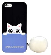 Чехол-накладка Lagerfeld для iPhone SE/5S K-Peek A Boo Hard TPU Blue/Black (Цвет: Голубой/Чёрный)
