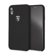 Чехол-Накладка Ferrari для iPhone XR Silicone rubber Silver logo Hard, "Black" (FEOSIHCI61BK)