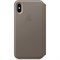 Оригинальный кожаный чехол-книжка Apple для iPhone X, цвет платиново-серый  (MQRY2ZM/A) - фото 23010