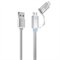 Кабель для iPhone/ iPad HOCO Lightning-USB + MicroUSB Data Jelly Metal 120cм - фото 7278